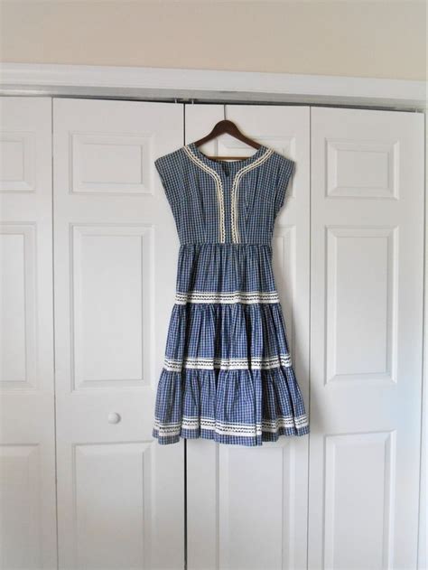 Check Cotton Dress in Slate blue 